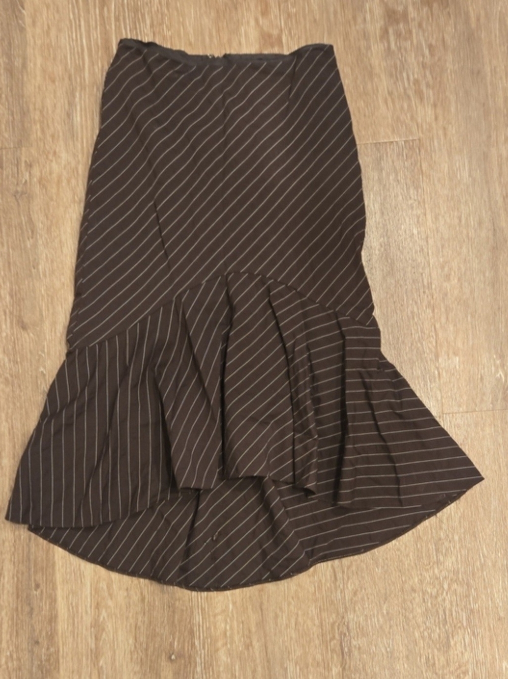 Ralph Lauren  Pinstripe High-Low Ruffle Skirt